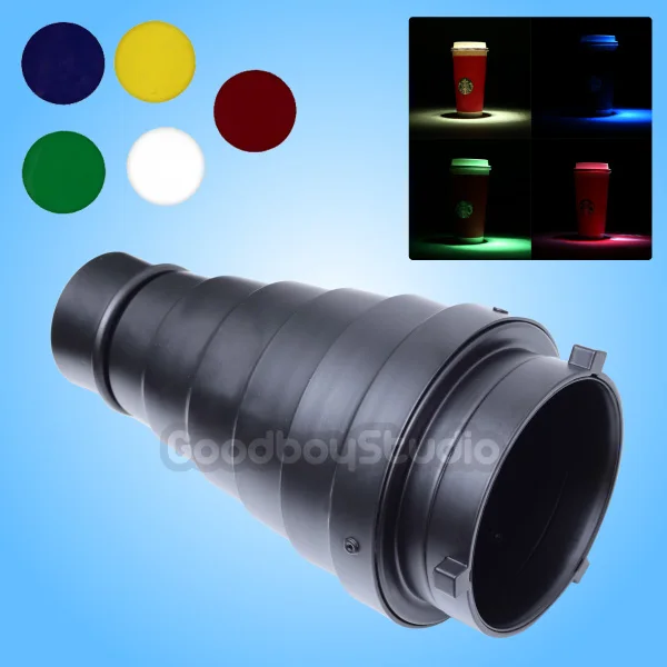 Studio Metal Conical Snoot with Honeycomb Grid 5pcs Color Filter for Bowens Mount Strobe Monolight Photography Flash | Электроника