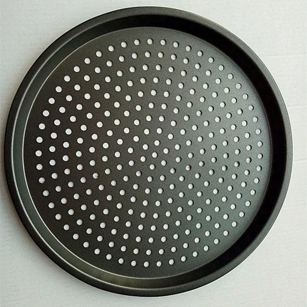 Круглая посуда для пиццы поднос из углеродистой стали с отверстиями 12 дюймов Для