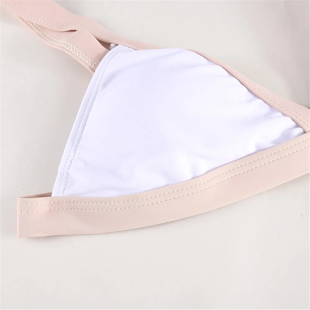 SP &amp CITY простой двухцветный лоскутный набор Пуш-ап бикини сексуальный стринги