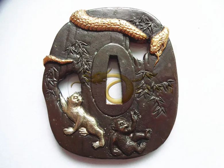 Японская самурайская катана tsuba медный защитный меч аксессуары с дизайном змеи и