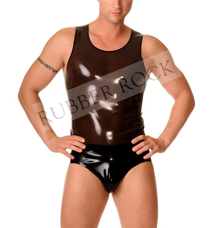 Латексный резиновый жилет сексуальный латексный красный майка Мужской