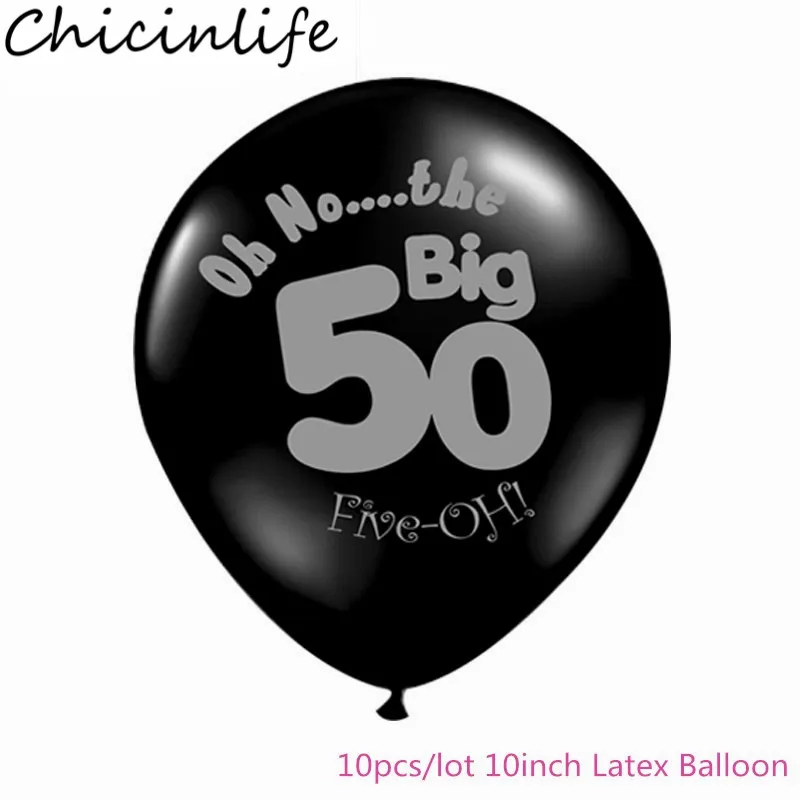 Chicinlife 10 шт черные/розовые 10 дюймов 30 40 50 60 лет латексные шары взрослые юбилей С Днем Рождения Декор поставки - Цвет: Black 50