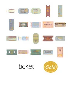 ticket gold 40 шт./упак. Ретро номер Золотой Стикеры дневник маркер планировщик Стикеры s для скрапбукинга, школьные принадлежности пуля журнал sl1843 - Цвет: ticket gold