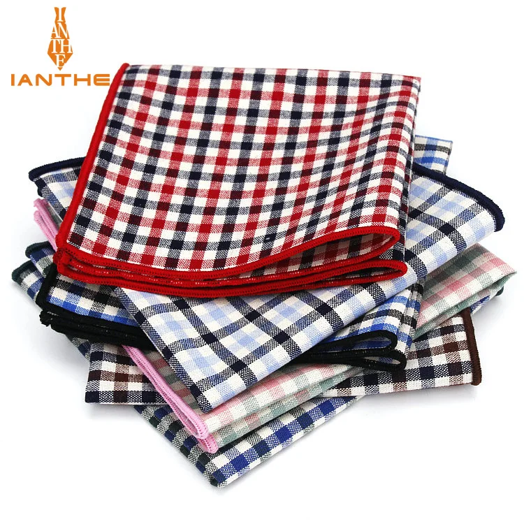 Мужской классический Карманный платок в клетку из 100% хлопка 25 х25 см|men handkerchief|fashion
