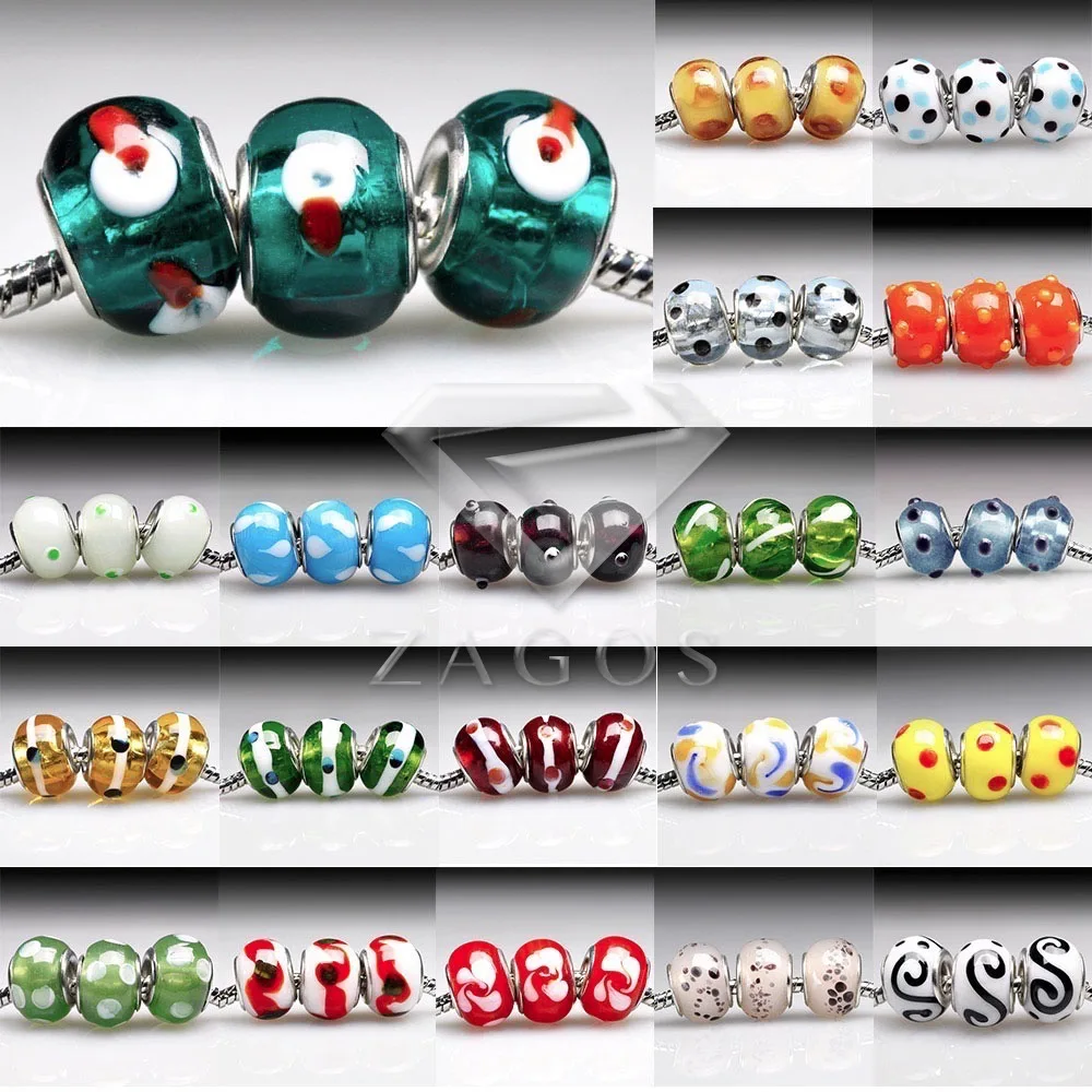 5 шт. разноцветные бусины из муранского стекла 14 х14х10 мм|glass round beads|round beadseuropean beads |