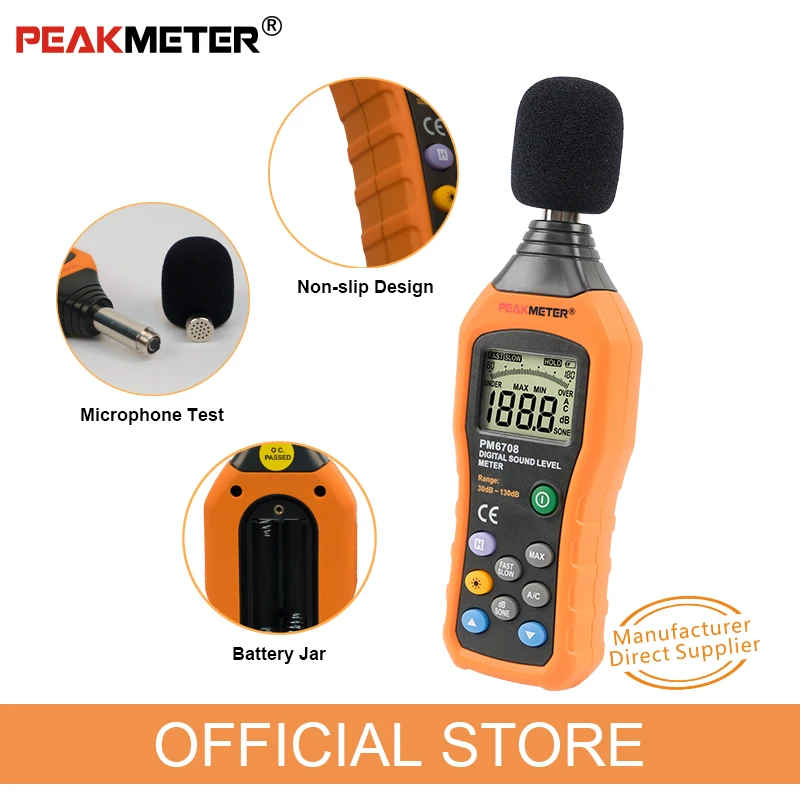 Официальный PEAKMETER PM6708 ЖК цифровой звук децибел шум измеритель уровня дБ