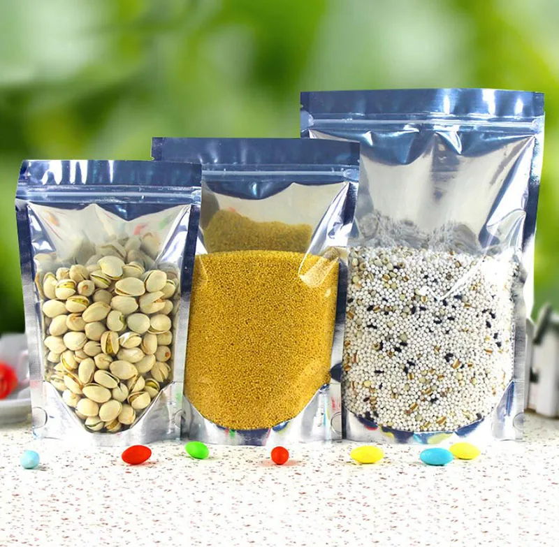 100 упаковок большая прозрачная и серебристая металлическая сумка для хранения