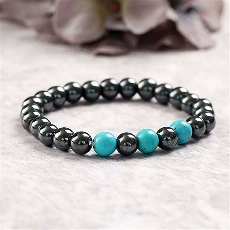 Новое поступление 8 мм синие браслеты из бусин натурального камня нанизанных на