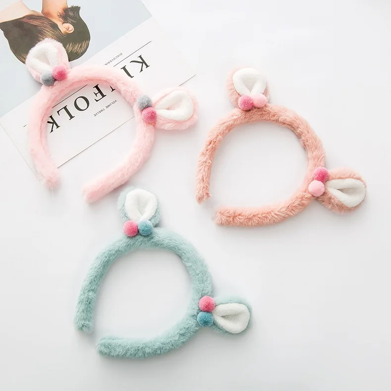 Handmade 10pcs Fashion Cute Fur Bear Ears Hairbands Color Pom Animal Hair Sticks Princess Headwear Accessories | Аксессуары для