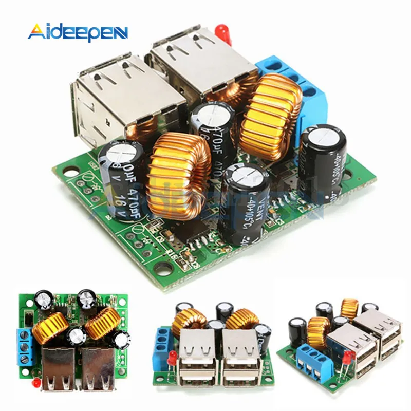 4 четыре USB порта A5268 понижающий блок питания конвертер плата модуль DC 12V 24V 40V до 5V 5A