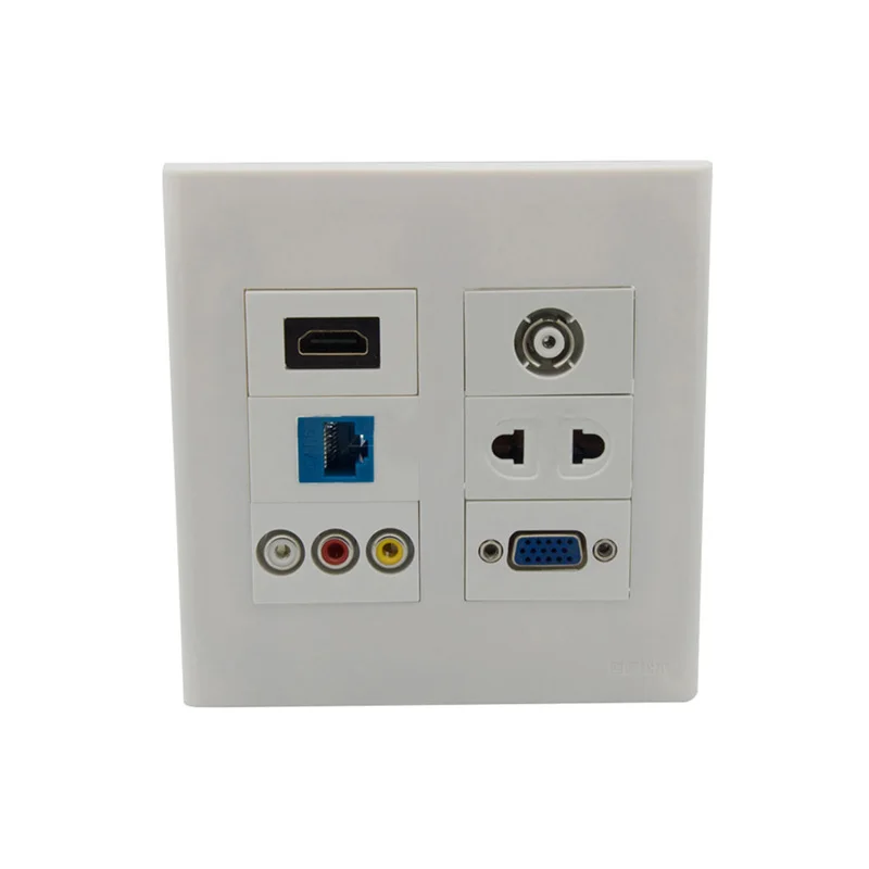 120X120 мм торцевая пластина разъем HDMI VGA CAT6 RJ45 3RCA AV TV AC Power Wall Plate Socket| |