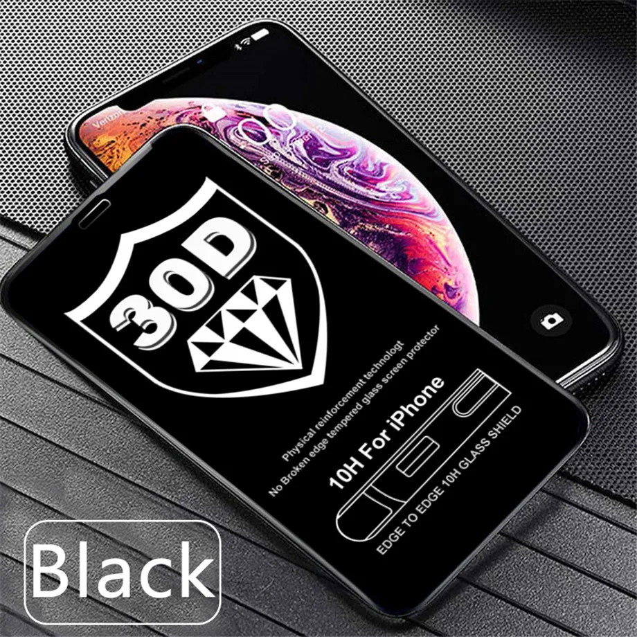 30D Защитное стекло для iPhone X XS Max XR закаленное защитное стекло с закругленными краями 11 Pro XR XS Max полное покрытие стекло