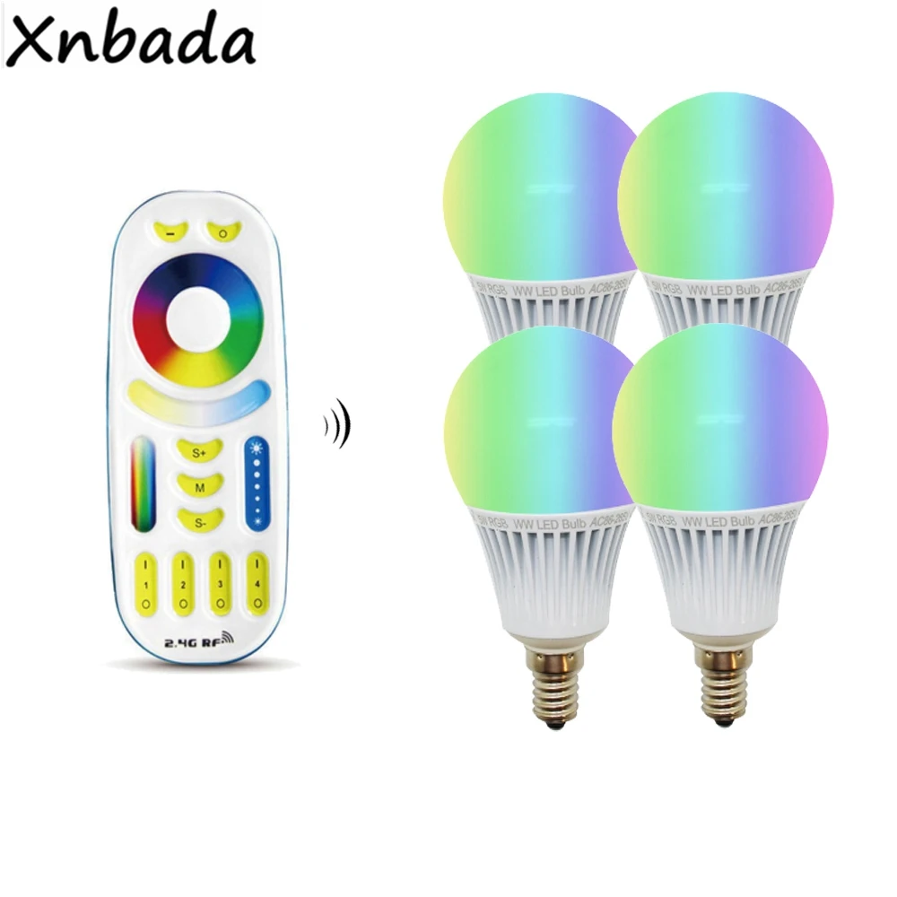 

MiBoxer Светодиодная лампа E14 5 Вт RGB + CCT Светодиодная лампа AC85-265V, 2,4G беспроводной RGBWW СВЕТОДИОДНЫЙ Контроллер Удаленного