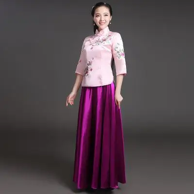 Для женщин вечерние Винтаж Qipao новые летние свадебные платье подружки невесты Китайский элегантный воротник-стойка Cheongsam Длинные Праздничное платье - Цвет: Purple