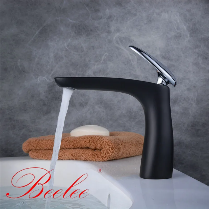 Современный медный черный смеситель для раковины Project с керамической пластиной и