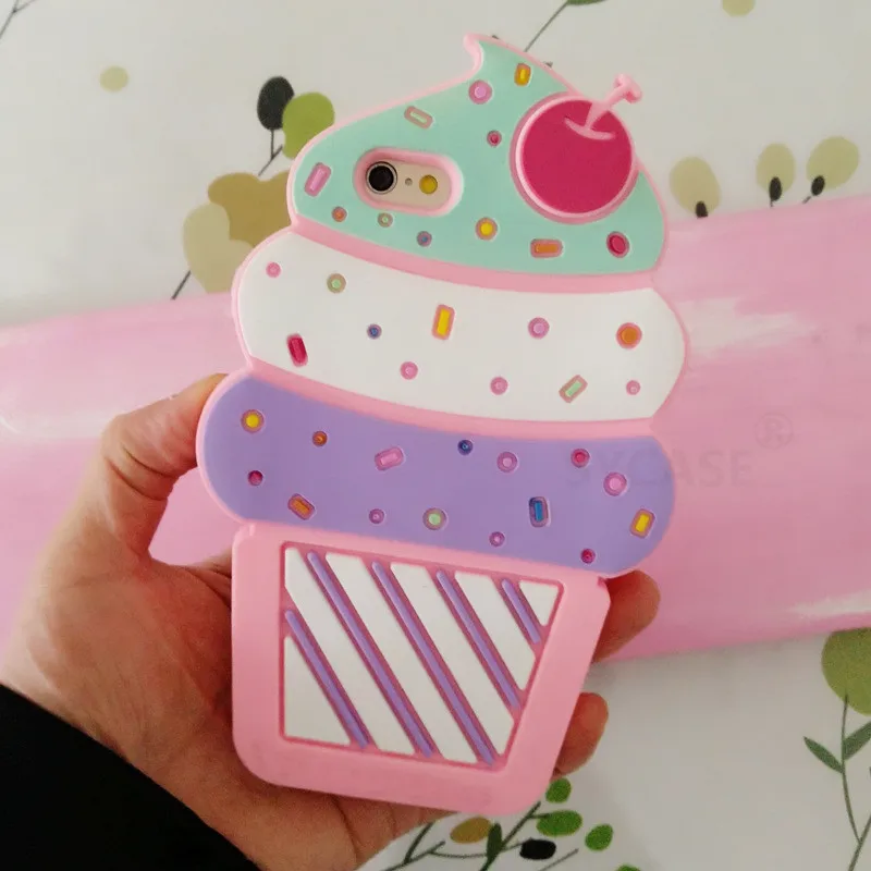 SYCASE 3D Лето Моделирование молочной вишни мороженое Силиконовый Мультфильм PhoneCase