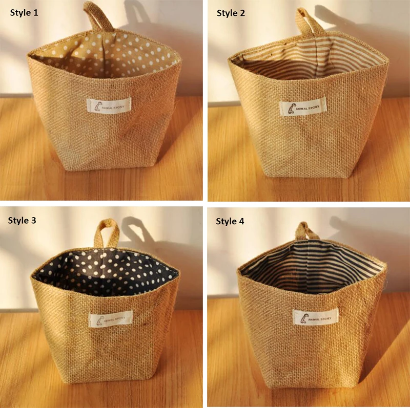 Милая маленькая льняная Складная косметичка для хранения коробка корзина