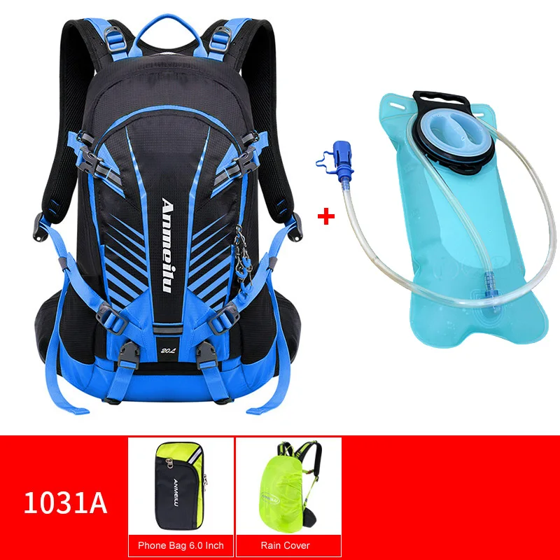 Blue with water bag ANMEILU 20L водонепроницаемый рюкзак для скалолазания, спортивная сумка для мужчин и женщин, рюкзак для путешествий, походный рюкзак, походная сумка - Цвет: Blue with water bag