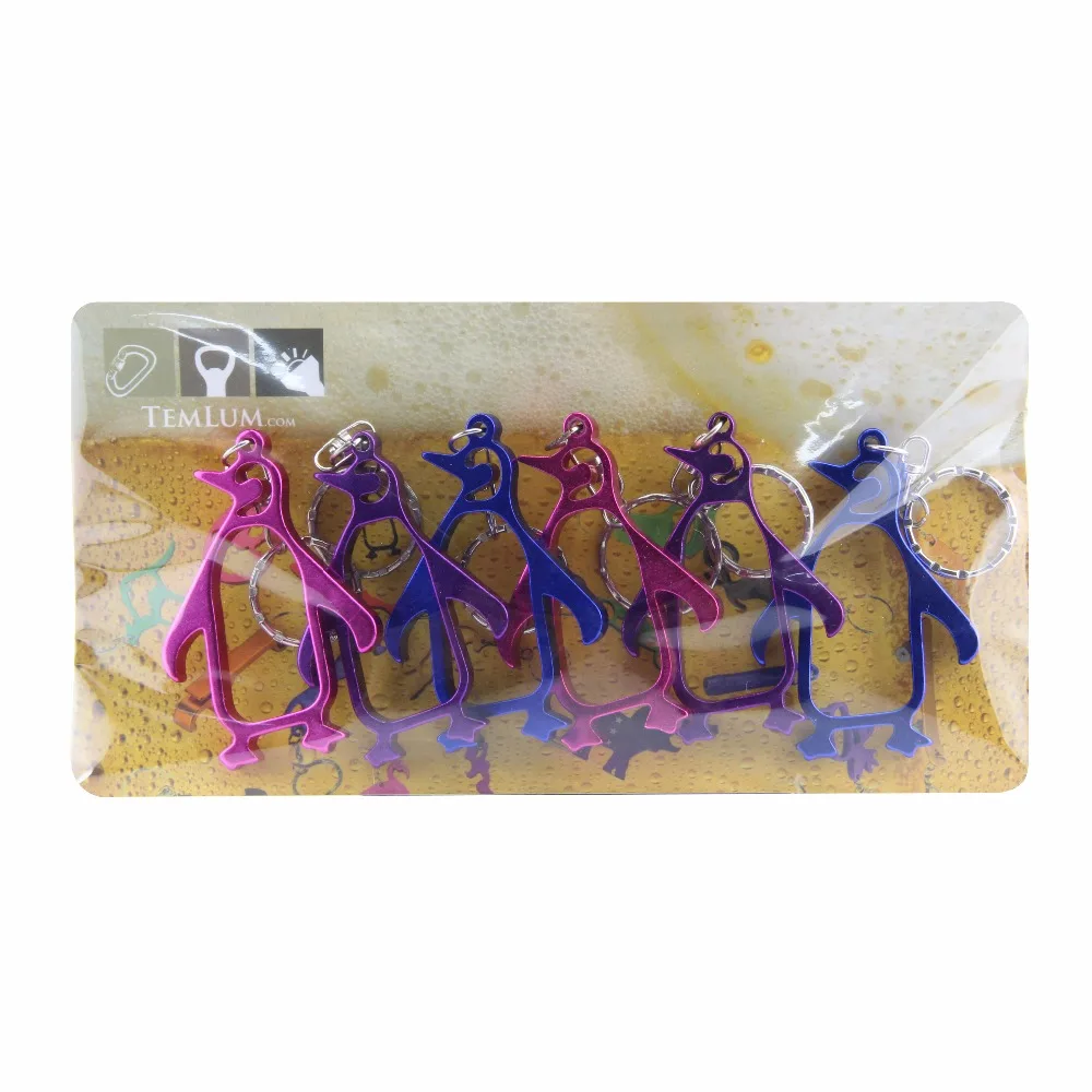 Темлум 6 шт. Алюминиевый сплав Милый пингвин-бутылочный открывашка для пива с ключами Свадебные подарки можно персонализировать логотипом Ключница на.