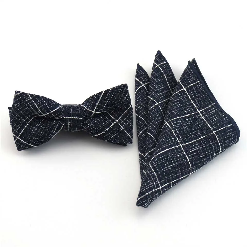 Bowtie Handkerchief 6 см клетчатый хлопковый галстук набор мужской s шейный платок галстук-бабочка носовой платок Узкие галстуки для мужчин Свадебная вечеринка костюм рубашка платье Gravata Slim - Цвет: Bowtie Handkerchief