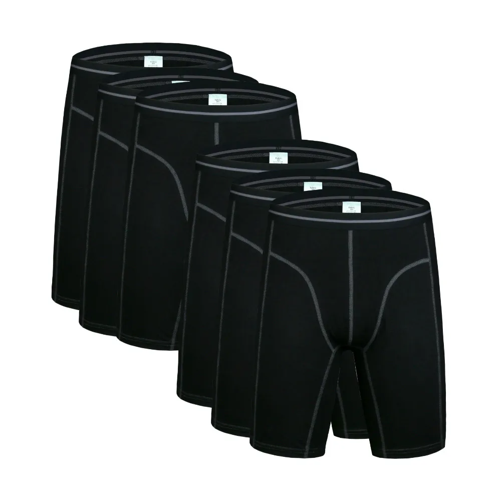 6 Pcs 1104 Black 6 шт./партия, боксеры, мужские хлопковые длинные трусы, плюс размер, мужское нижнее белье, боксеры, мужские боксеры, нижнее белье, мужские трусы-боксеры - Цвет: 6 Pcs 1104 Black