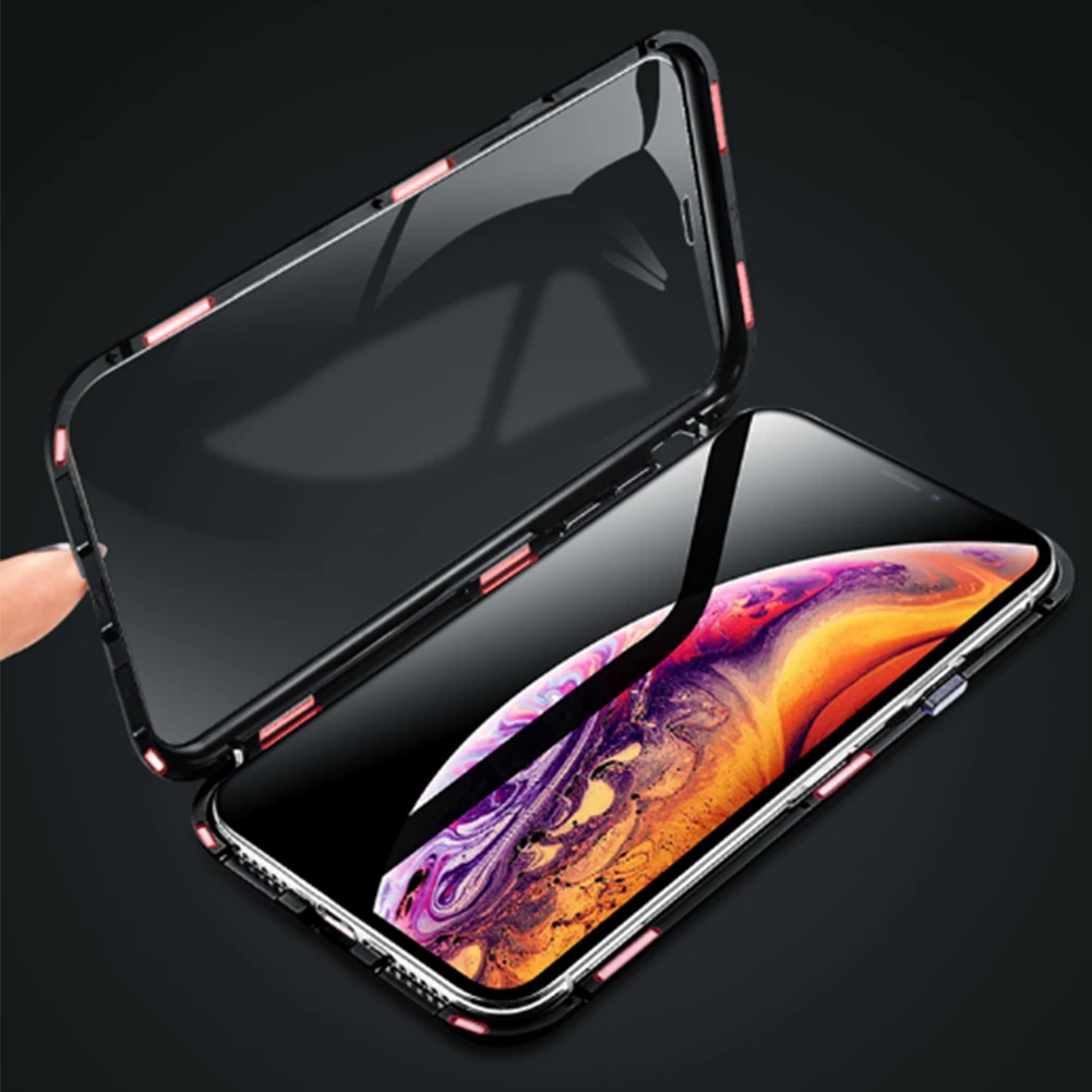 Магнитный чехол из закаленного стекла для iPhone 11 Pro X XS MAX XR 7 8 Plus, магнитный металлический бампер для samsung Galaxy Note 10 Plus