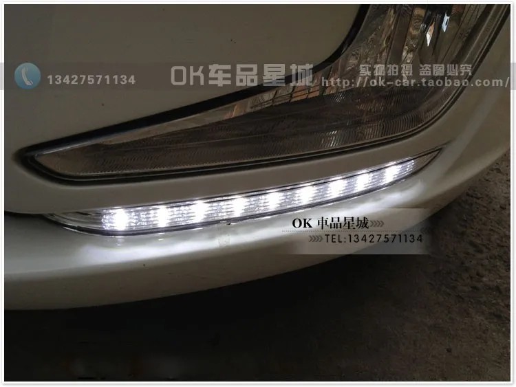 12 В 6000 К светодиодный DRL Дневной ходовой светильник чехол для KIA K2 2010-2012 противотуманная фара рамка противотуманный светильник Стайлинг автомобиля