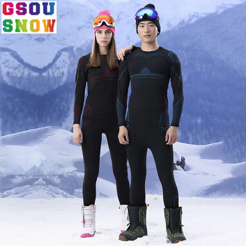 GSOU SNOW Brand лыжное нижнее белье для женщин и мужчин подштанники катания на лыжах