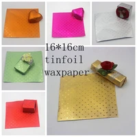 100pcslotaluminium wax complex paper chocolate wrapping tin foil baking paper 6 colours chewing gum candy package 1616cm