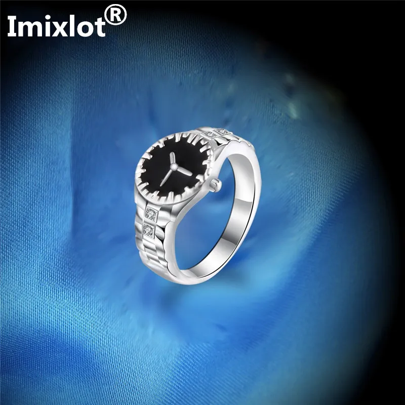 Imixlot творческий часы в форме кольца для Для женщин циркония черный кольцо