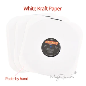 20 дюймов, высококачественные тяжелые белые внутренние рукава из крафт-бумаги без кислоты для винила 12 дюймов LP с отверстием и закругленными углами