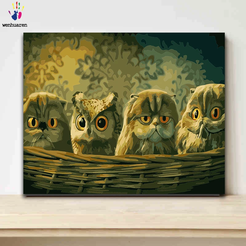 DIY Раскраска по номерам милая сова картины с комплектом 40x50 рамка | Дом и сад