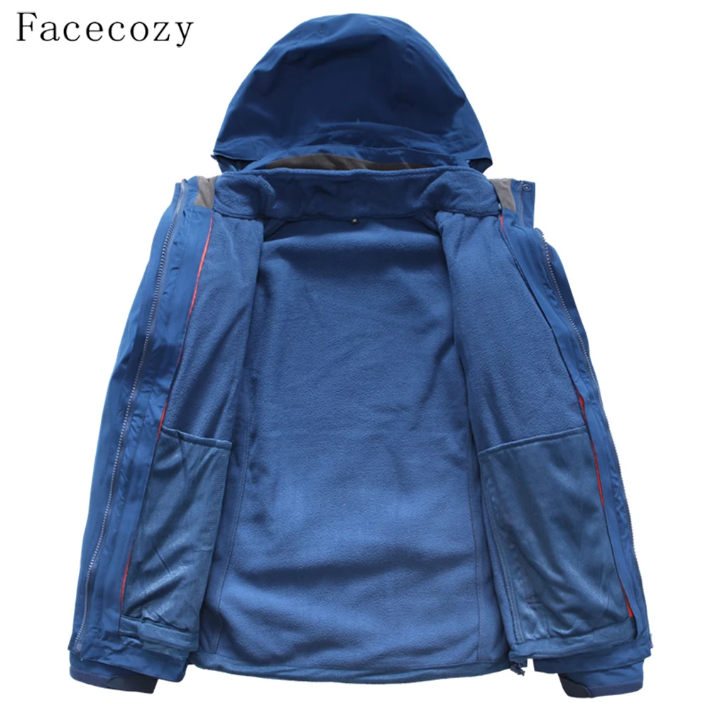 Facecozy, мужские Зимние флисовые куртки из водонепроницаемого материала, два комплекта, флисовые походные куртки для кемпинга, рыбалки, лыжного термопальто, уличная спортивная одежда