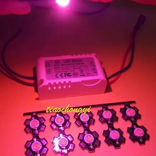 Arival, 3 Вт полный спектр 400nm~ 840nm светодиодные лампы для выращивания с 6-10x3W Светодиодный драйвер для растений - Испускаемый цвет: driver plus 10pcs 3w