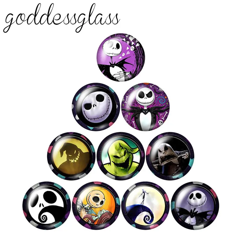 Новинка круглый стеклянный кабошон jack skellington злого лица 10 шт. 12 мм/18 мм/20 мм/25 мм