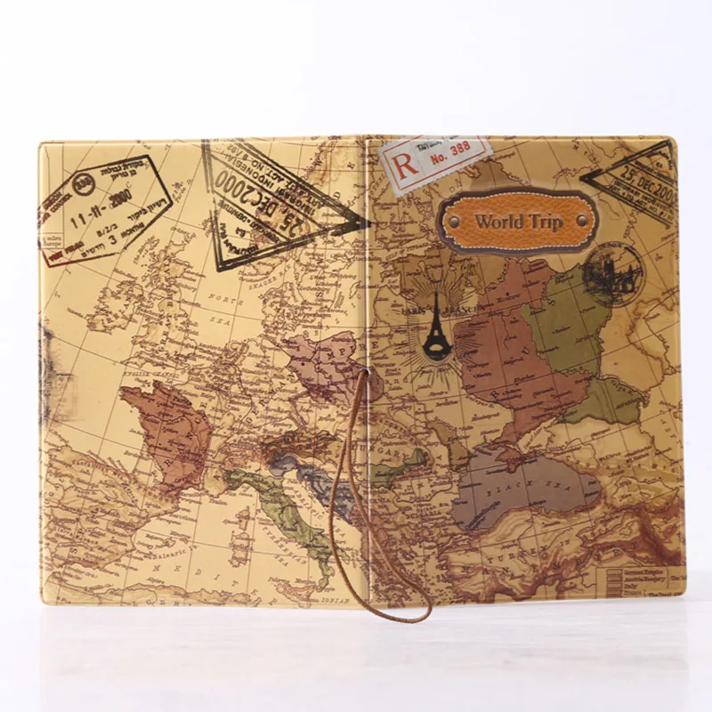 Travel Passport Covers for Men Women World Trip Map PVC Leather ID Card Bag Russia holder pink usa Wallets | Багаж и сумки