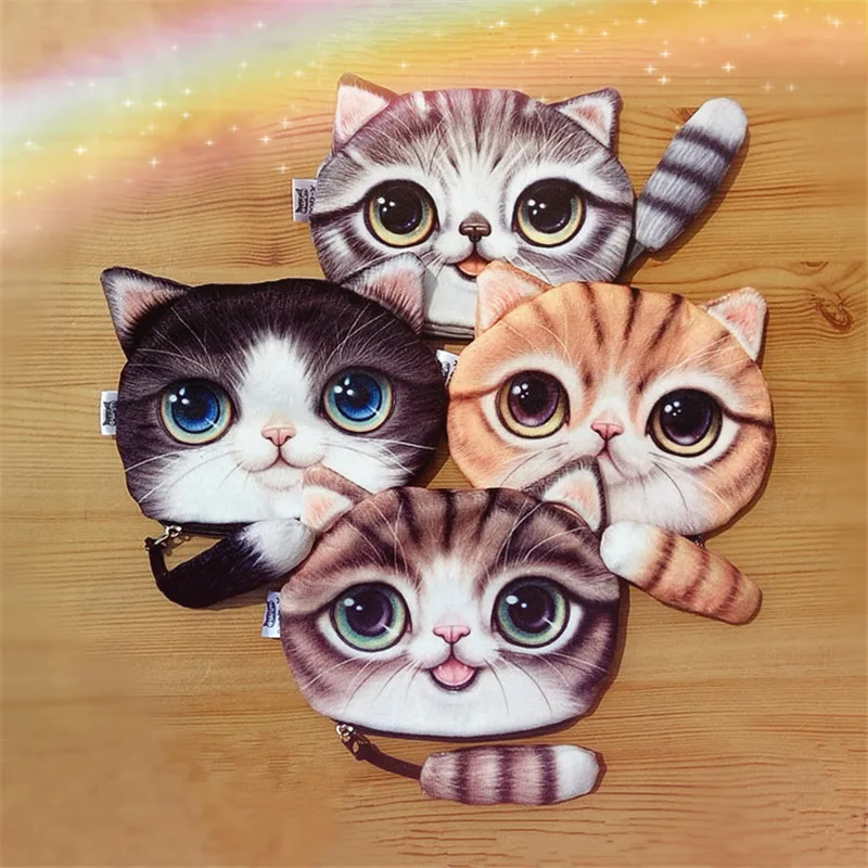 

Новый милый кошелек на молнии с лицом кошки, кошелек для монет, Женский кошелек/Детский кошелек, милый детский кошелек, сумка