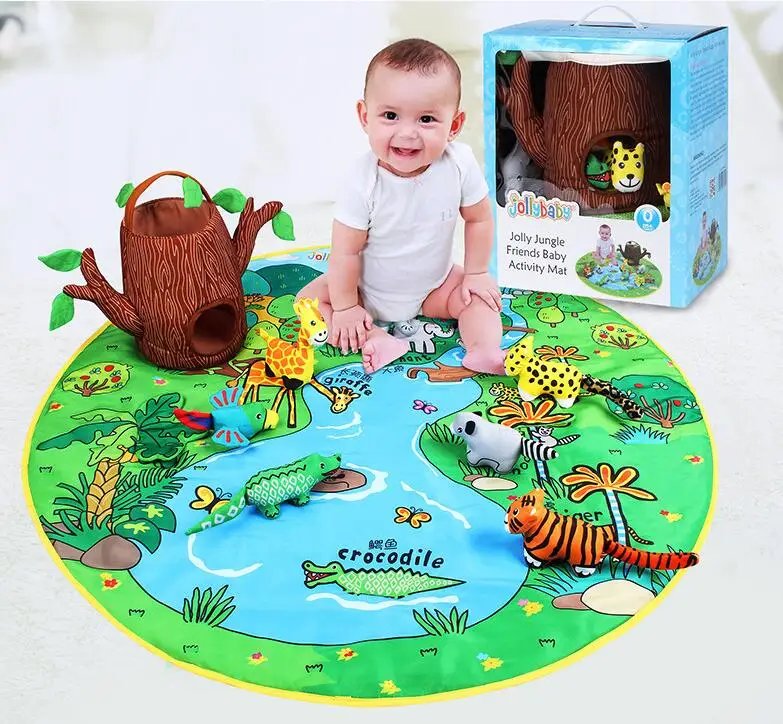 Jungle JOLLYBABY детский игрушка Reborn Baby Doll 3D игровой коврик для детей 0-1-3 года, игровой коврик Infantil Обучающие коврик для ползания мультфильм Одеяло - Цвет: Jungle