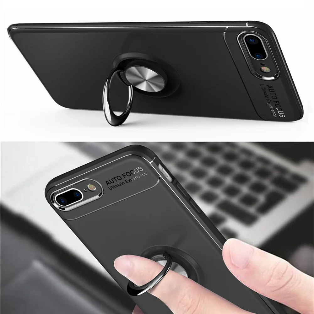 Для iPhone 6 6s 7 8 Plus X Xs чехол для MAX XR красочные металлические магнитные кольца держатель Мягкий Силиконовый ТПУ Роскошный чехол для iPhone 5 5S se