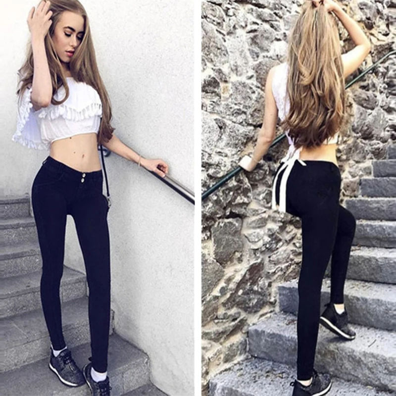 женские джинсы 2019 тощие стрейч черные низкая талия повседневные брюки Мода штаны
