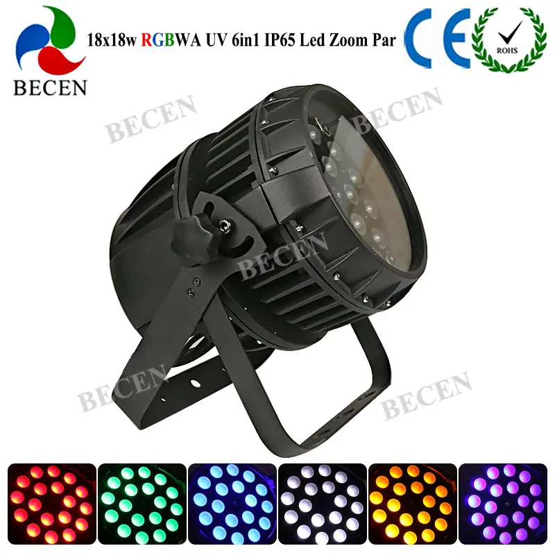 Наружный 18x18 W 6в1 Zoom par light RGBWA UV светодиод сценический par-прожектор 10-60 градусов 4 шт