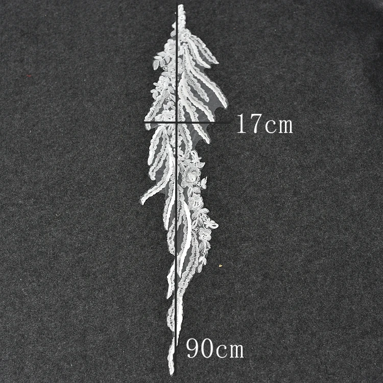 

5 pairs Wing Cotton Embroidery Bridal lace applique pair , Lace Patch Motify for wedding , veils, bridal gowns 17 x 90cm