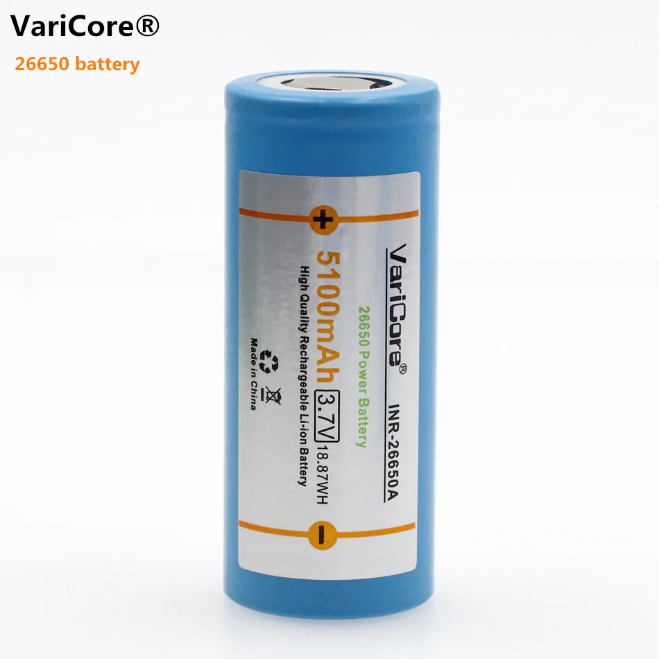 Литиевая батарея VariCore 26650 3 7 в 5100 мАч перезаряжаемая 50A подходит для фонарика.|battery