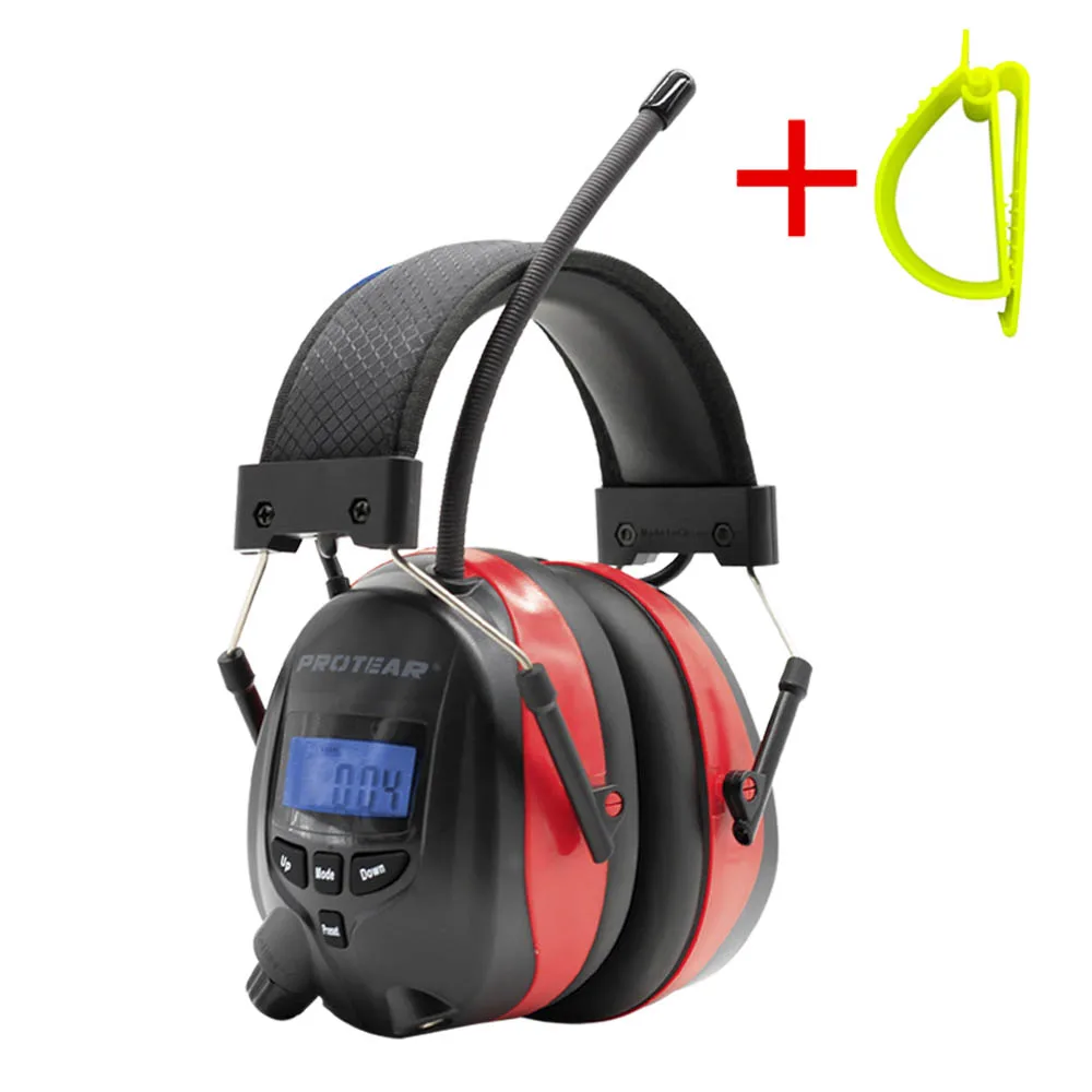 800 мАч заряжаемый литиевый аккумулятор Bluetooth FM/AM радио Электронные Наушники Встроенный микрофон Защита слуха - Цвет: Красный