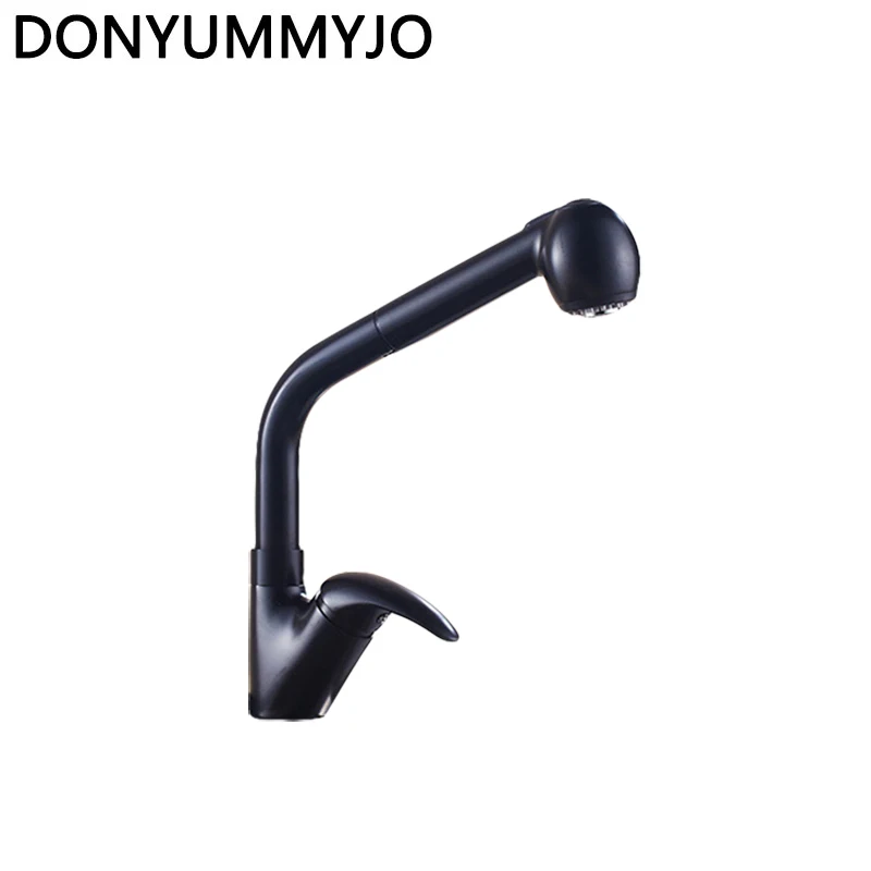

DONYUMMYJO New Pull out kitchen faucet polished Black swivel kitchen sink Mixer tap luxury spray deck mounted