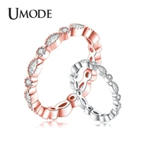 umode wedding band rings for women eternity engagement promise rings femme rose gold color cubic zirconia jewelry ur0457