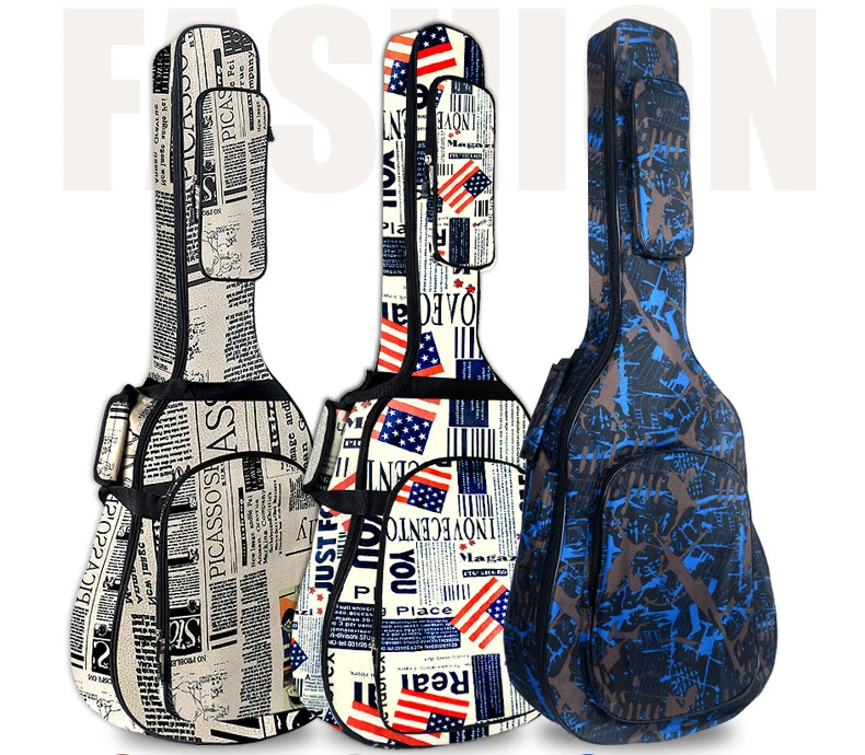 600D водостойкая ткань Оксфорд двойной прошитый Мягкий ремень Gig Bag Чехол для гитары 40/41 дюймов Акустическая классическая народная гитара