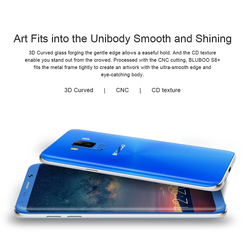 BLUBOO S8 PLUS, 6,0 дюймов, 18:9, полный дисплей, смартфон MTK6750T, четыре ядра, 4 Гб ОЗУ, 64 Гб ПЗУ, Android 7,0, отпечаток пальца, ID, 4G, мобильный телефон