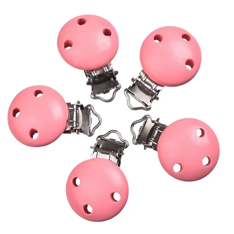 5 шт./лот зажим-держатель для детской соски деревянные круглые одноцветные милые