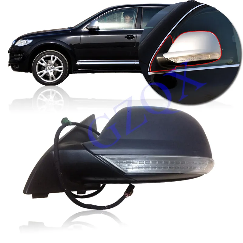 CAPQX для Touareg 2007-2011 Внешнее зеркало заднего вида в сборе с электрическим складывающимся подогревом светодиодный светильник сигнала поворота 14Pin/16Pin
